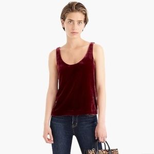 NWT J Crew velvet sleeveless tank in burgandy